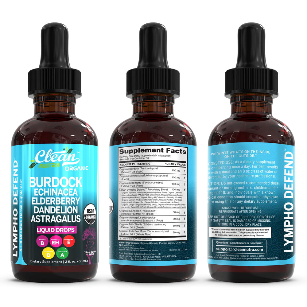 Clean Nutra Lymphatic Drainage Drops bottle with measuring dropper for precise dosing.