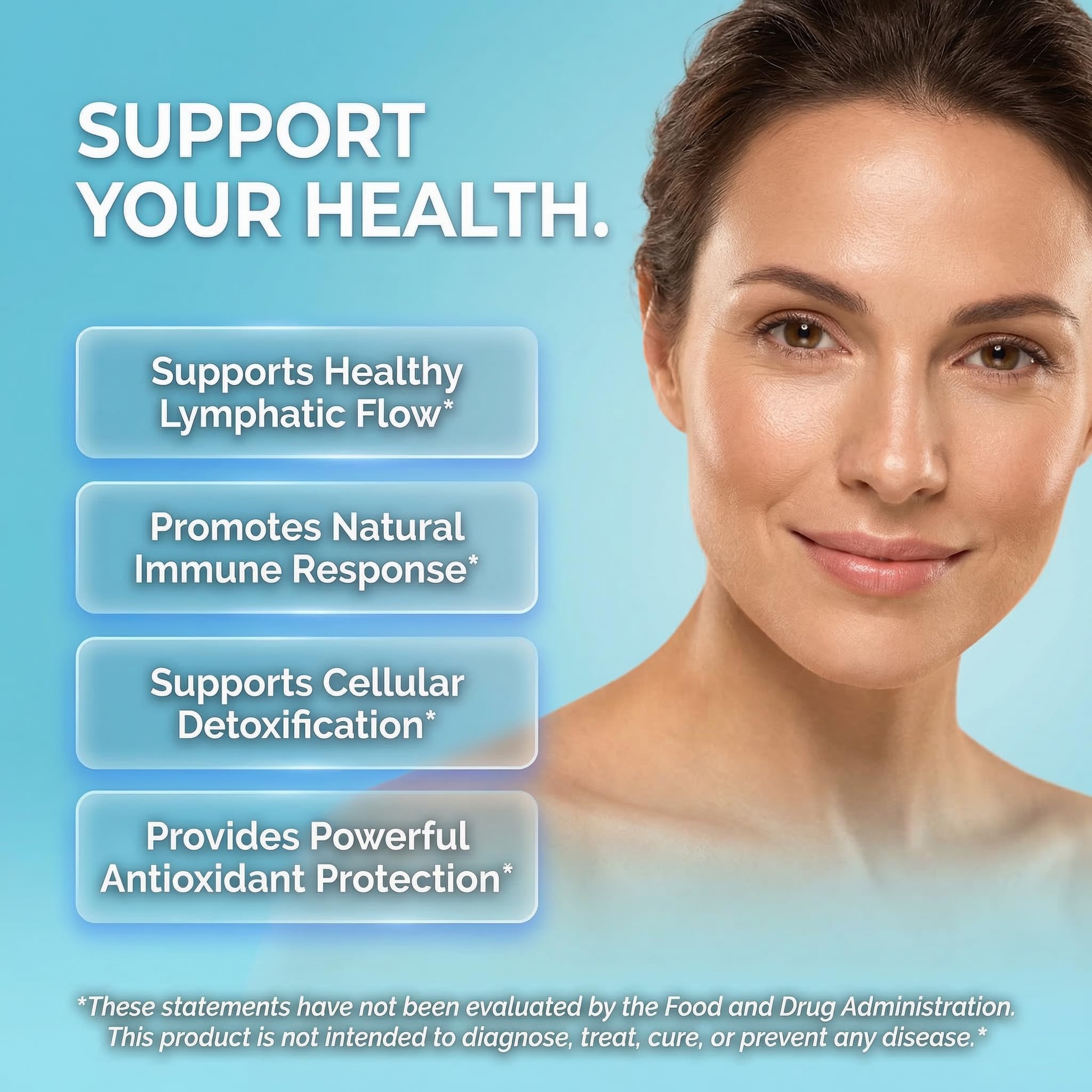 Clean Nutra Lymphatic Drainage Drops pour stream highlights easy dosing.