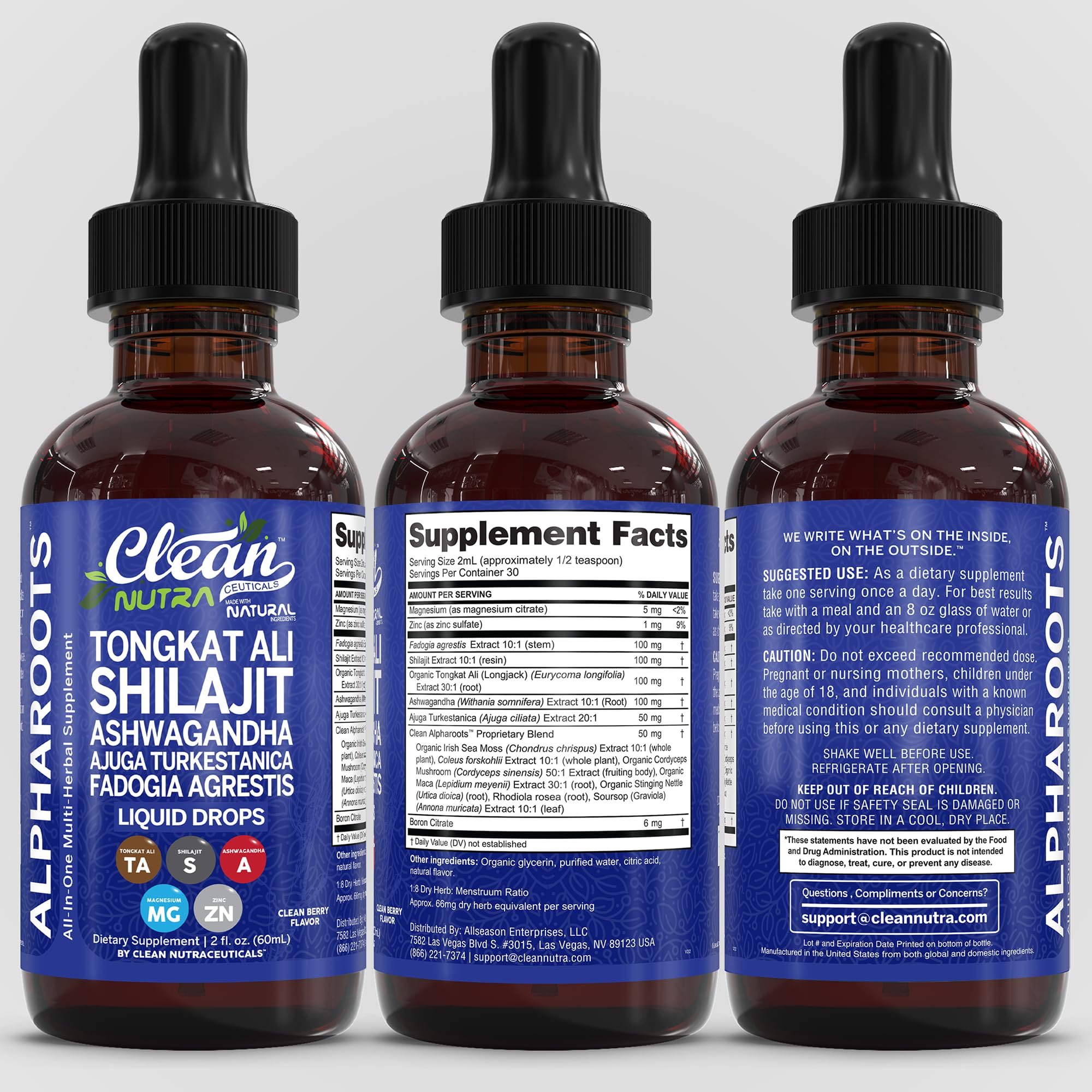 Clean Nutra Maca Root Liquid Drops bottle for energy and vitality