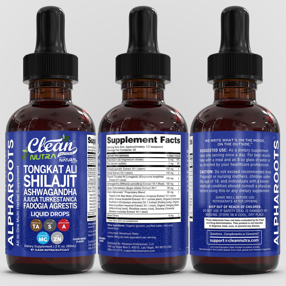 Clean Nutra Maca Root Liquid Drops bottle for energy and vitality