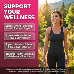 Close-up of Clean Nutra methylated women multivitamin capsules for bioavailable B vitamins