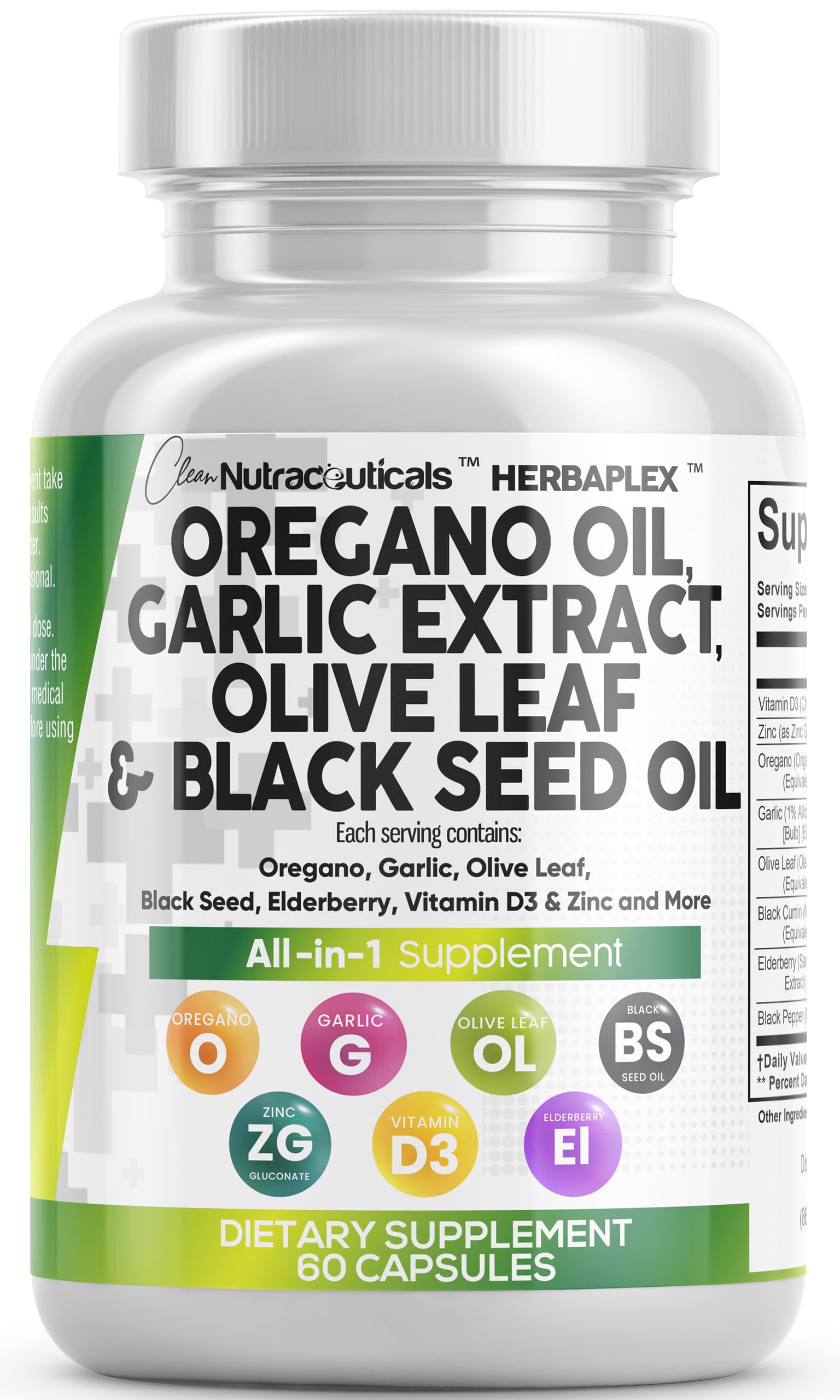 Clean Nutra Oregano Oil Capsules pack displaying immune support potential.