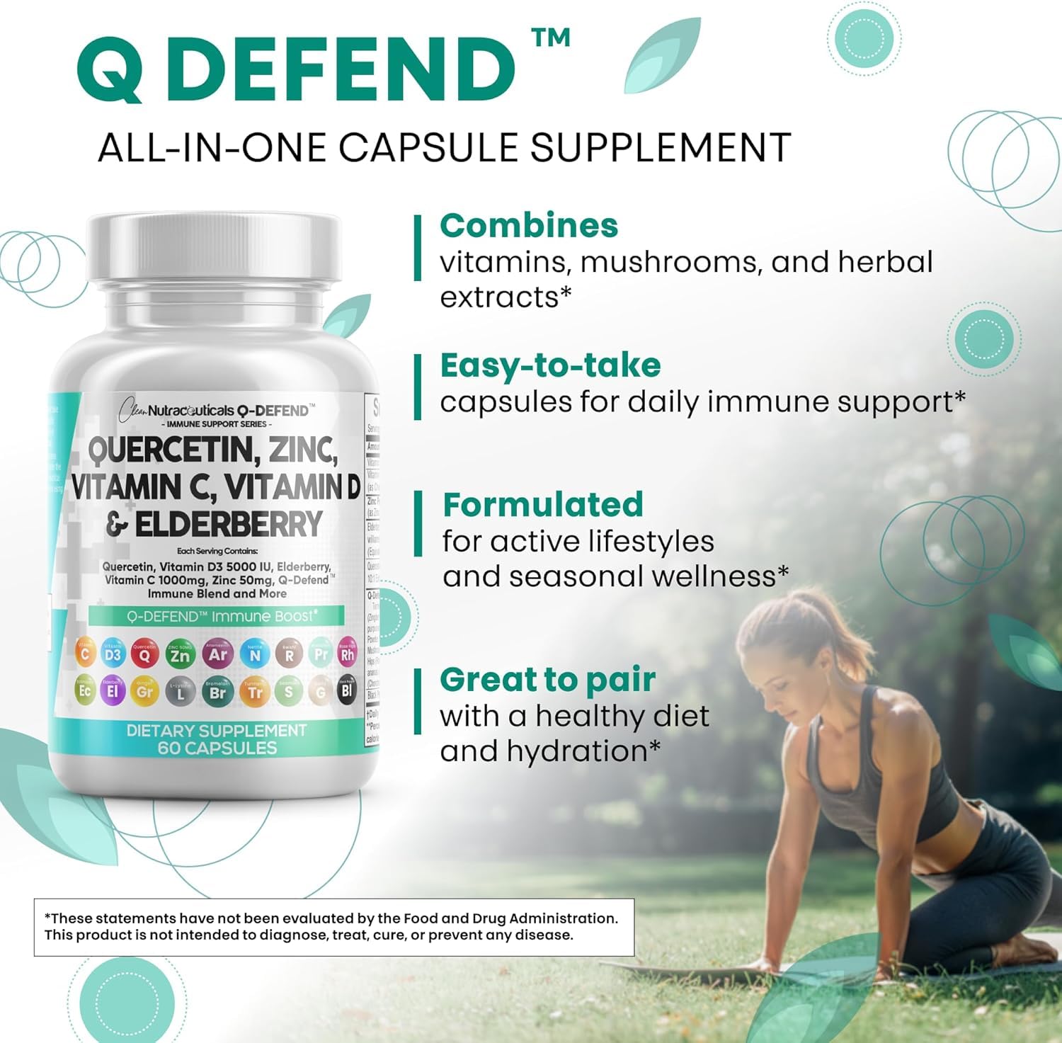 Clean Nutra Q Defend turmeric-ginger blend suggests anti-inflammatory wellness