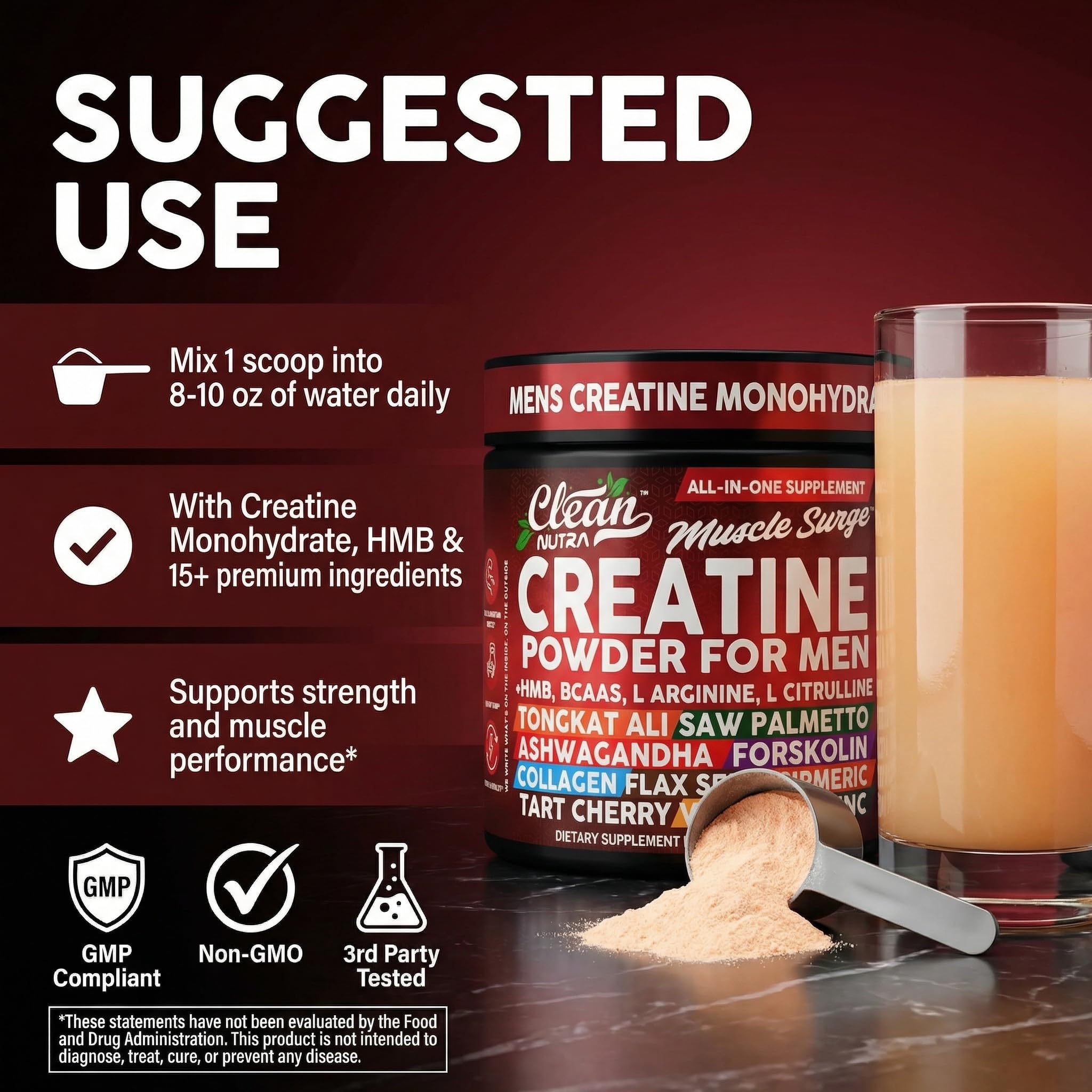 Clean Nutra Scoop On Counter emphasizes convenient single-scoop serving.