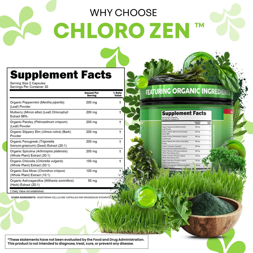 Clean Nutra sea moss peppermint capsules emphasizing internal freshness.