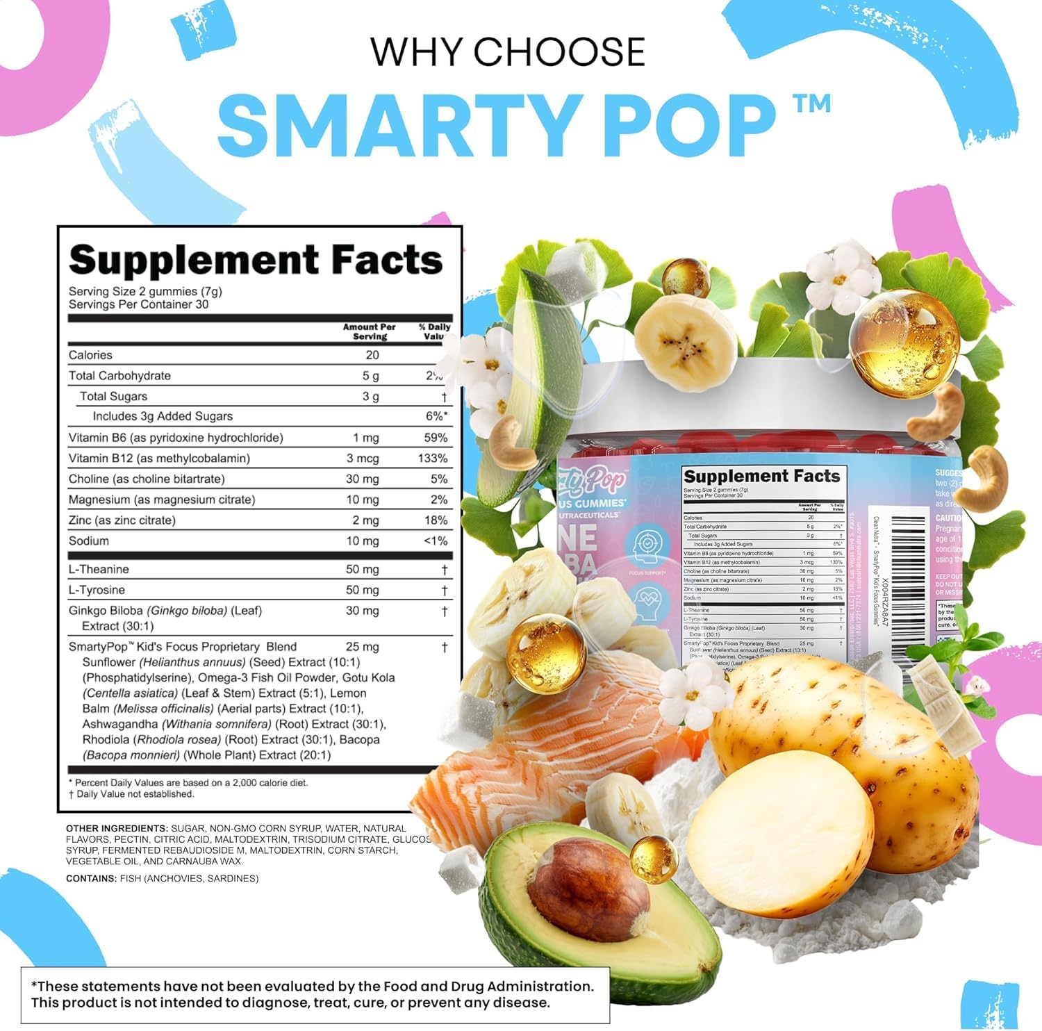 Clean Nutra SmartyPop Ginkgo Biloba gummy closeup for daily brain support