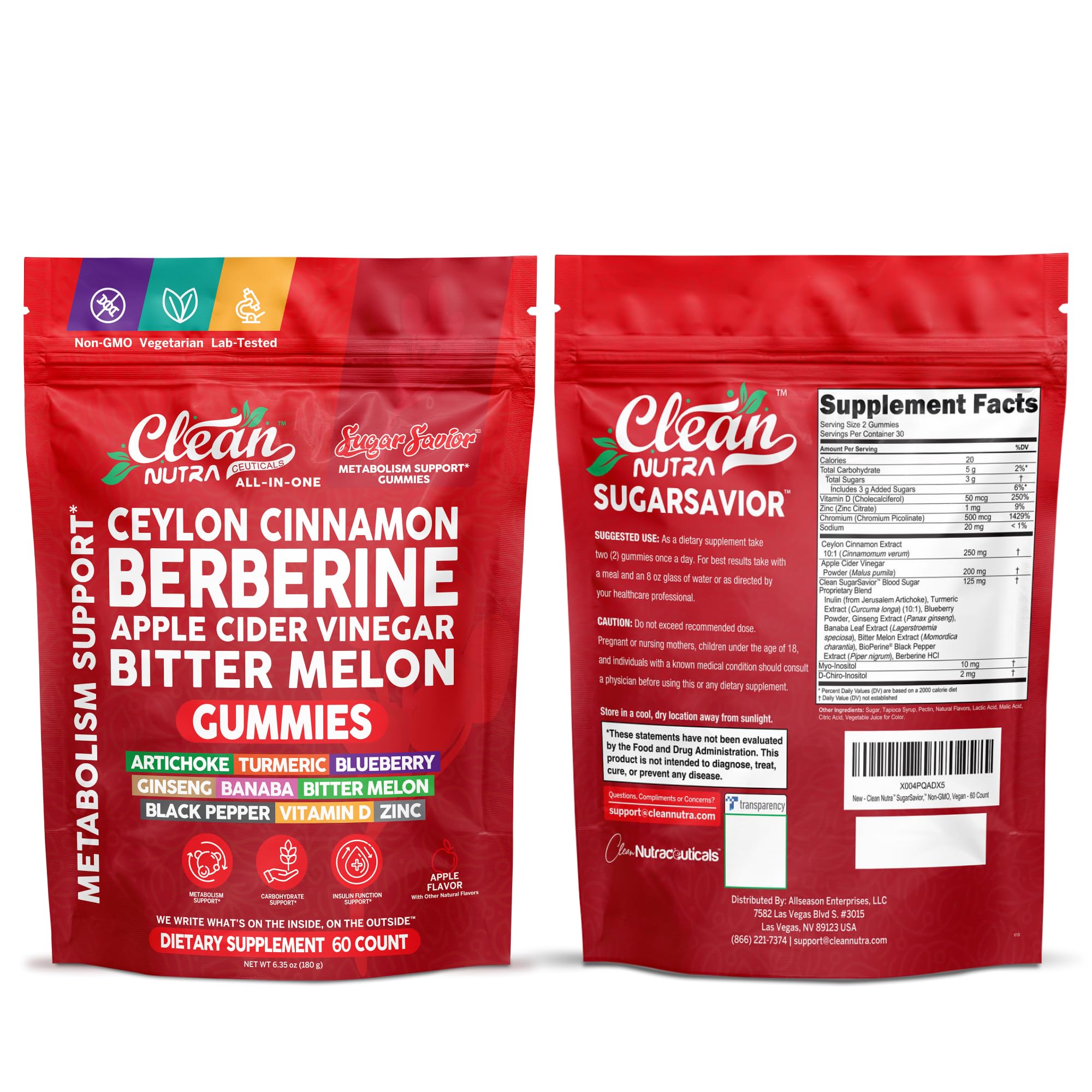 Clean Nutra Sugar Savior blueberry powder gummies taste great while supporting overall wellness.