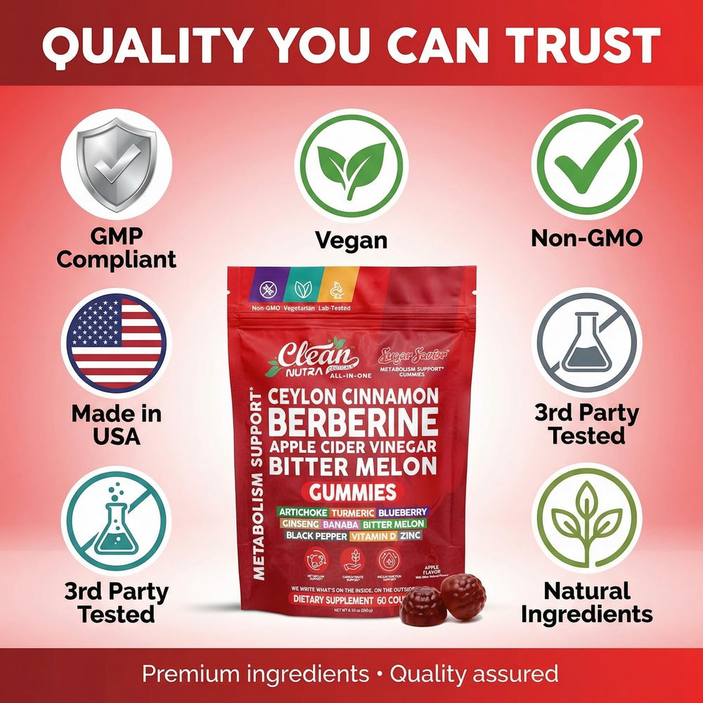 Clean Nutra Sugar Savior vitamin D zinc gummies deliver essential micronutrients daily.