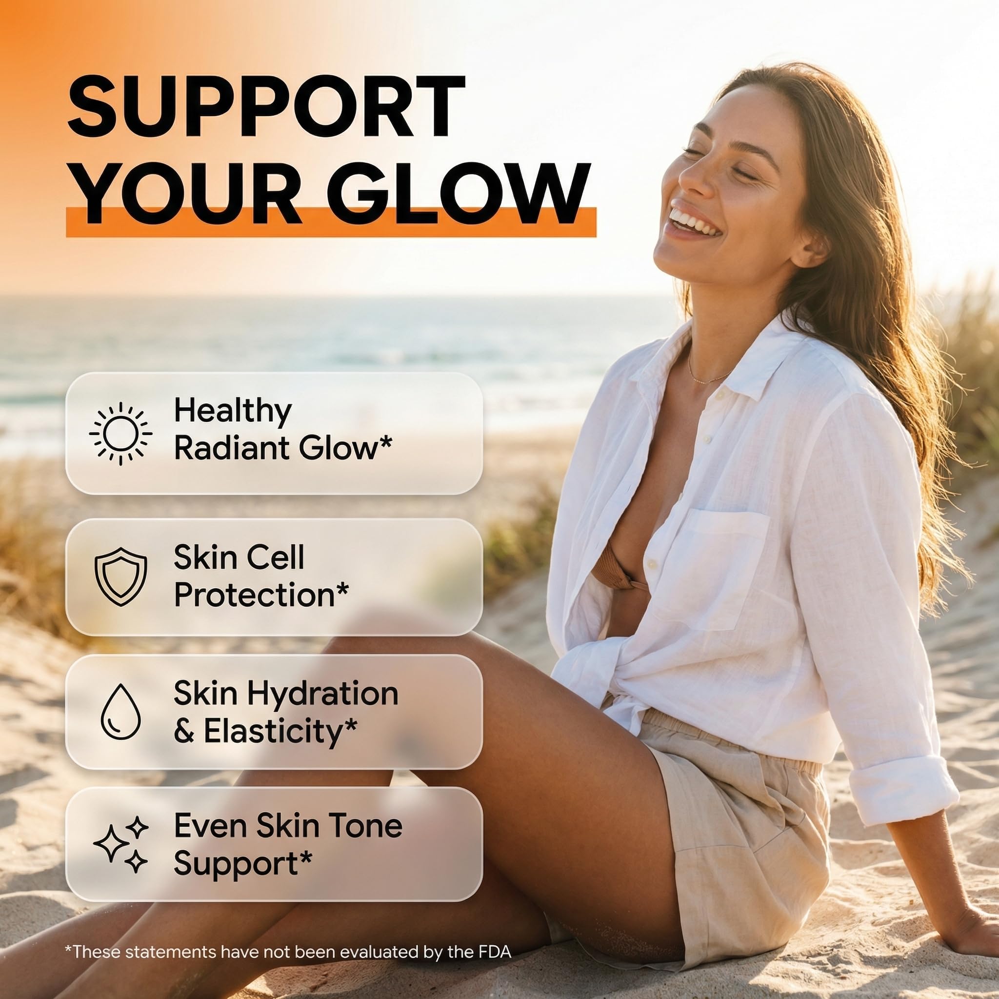 Clean Nutra Sunless Glow bottle pour showing strawberry banana flavor and daily support