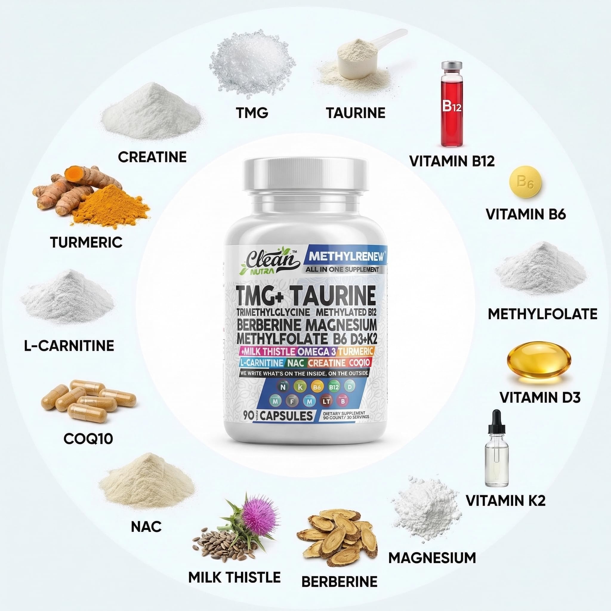 Clean Nutra TMG packaging back with directions