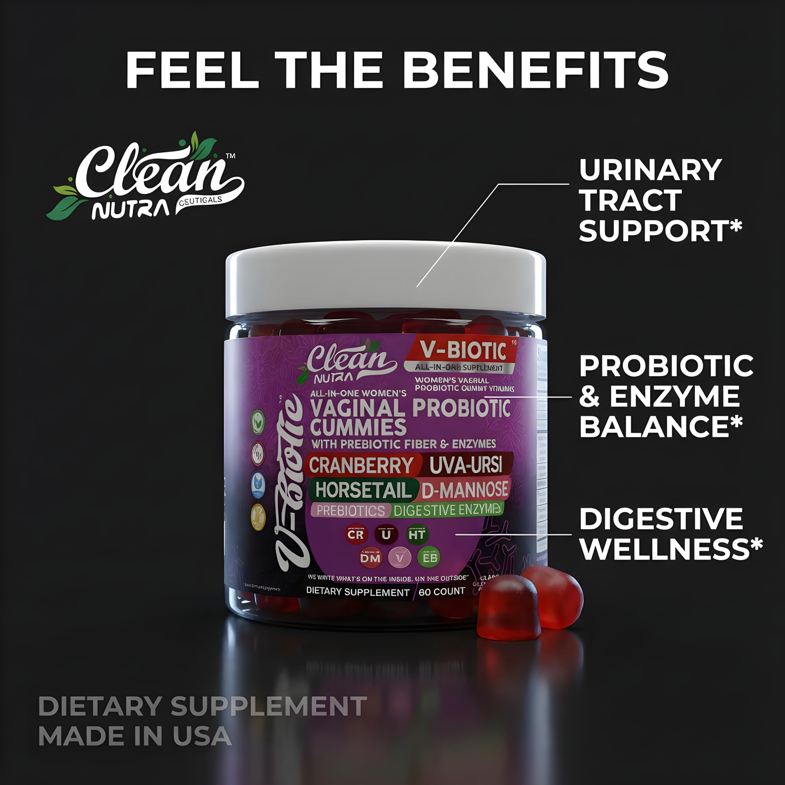 Berry-flavored gummy texture appealing for daily wellness routine.