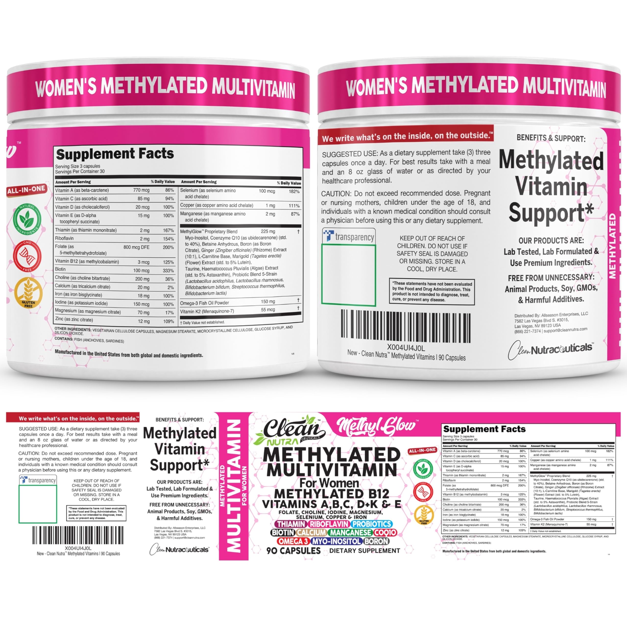 Assorted Clean Nutra vitamins and omega-3 on a clean surface for everyday use