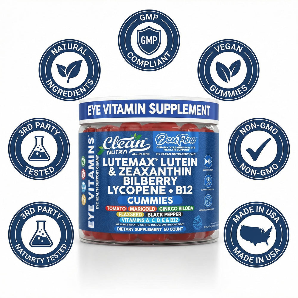 Clean Nutra zinc and B12 panel on packaging highlights daily wellness ingredients.