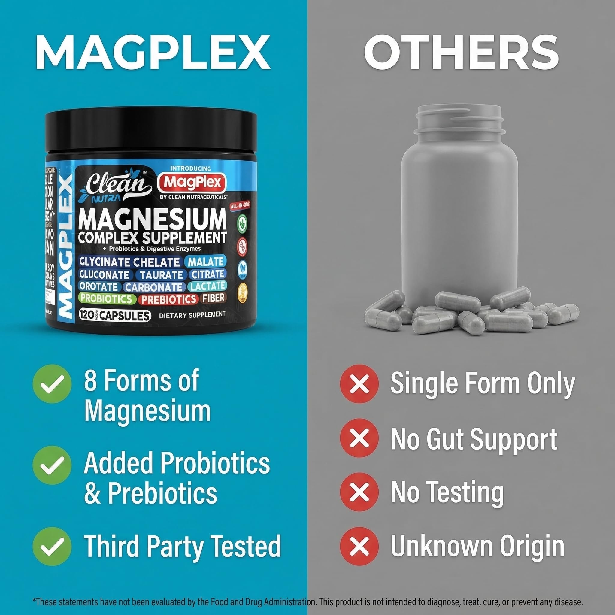 Clean Nutraceuticals 8in1 glycinate detail suggests high absorption and gentle digestion.
