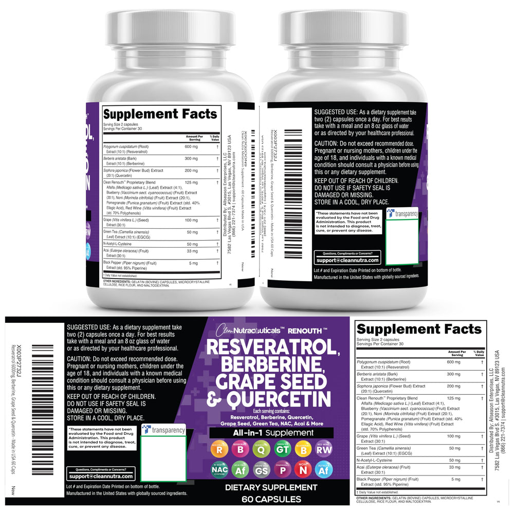 Black pepper extract on label supports absorption in Renouth polyphenol formula