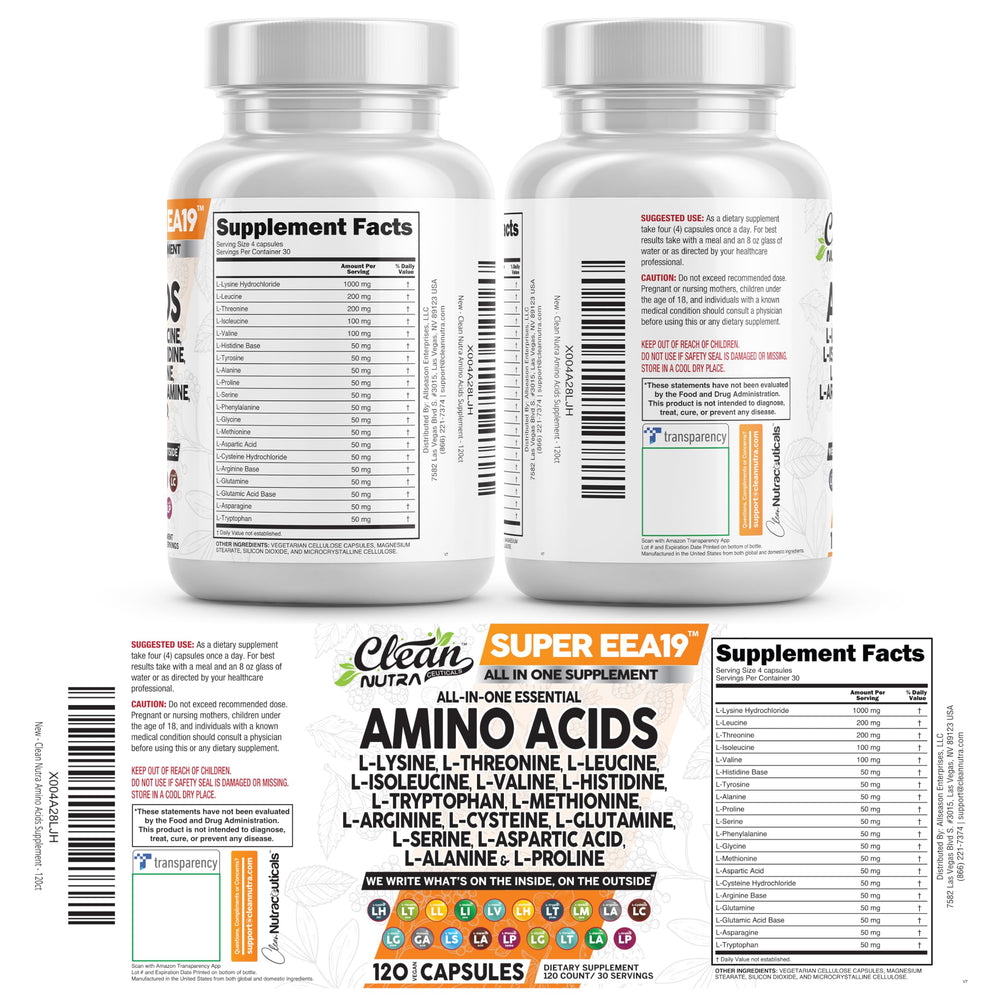 Clean Nutraceuticals amino acids in a wellness setup suggesting routine