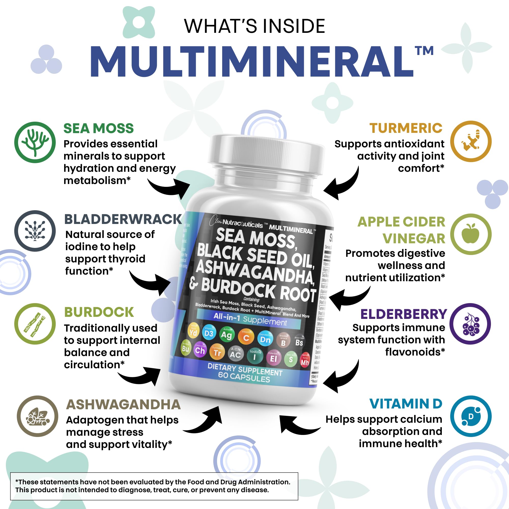 Clean Nutraceuticals ashwagandha turmeric capsules promote calm focus and energy balance