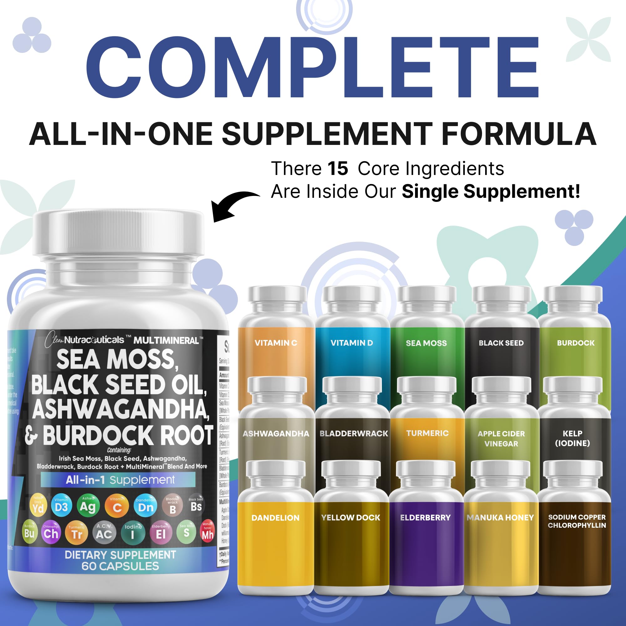 Clean Nutraceuticals black seed oil capsules suggesting hair and vitality benefits