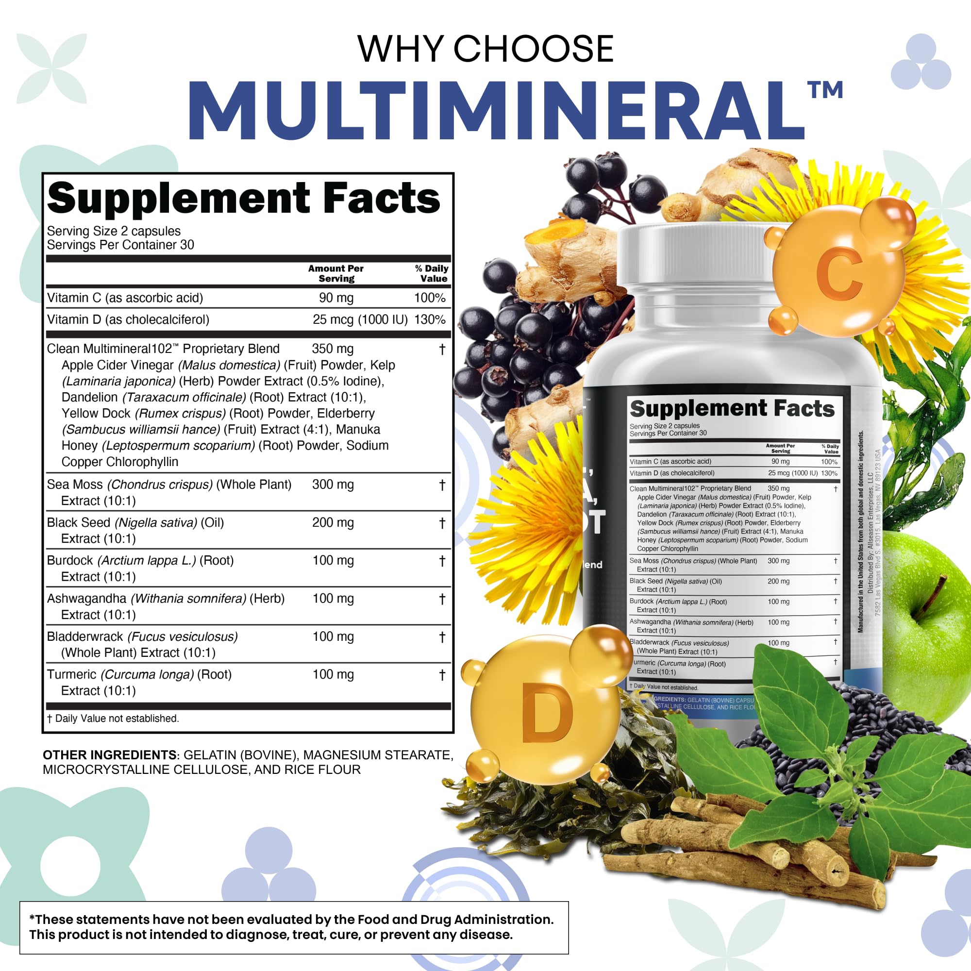Clean Nutraceuticals bladderwrack burdock root powder pack highlights mineral-rich cleansing potential