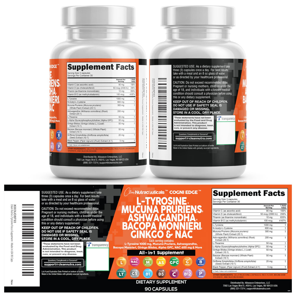 Clean Nutraceuticals focus supplement bottle front view