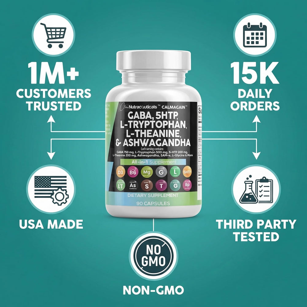 Clean Nutraceuticals CalmAgain bottle in hand for on-the-go support