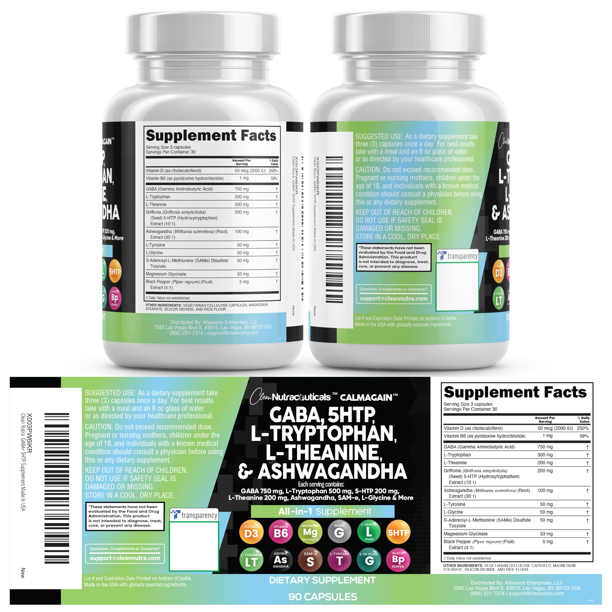 Clean Nutraceuticals CalmAgain packaging detail showing safety seals