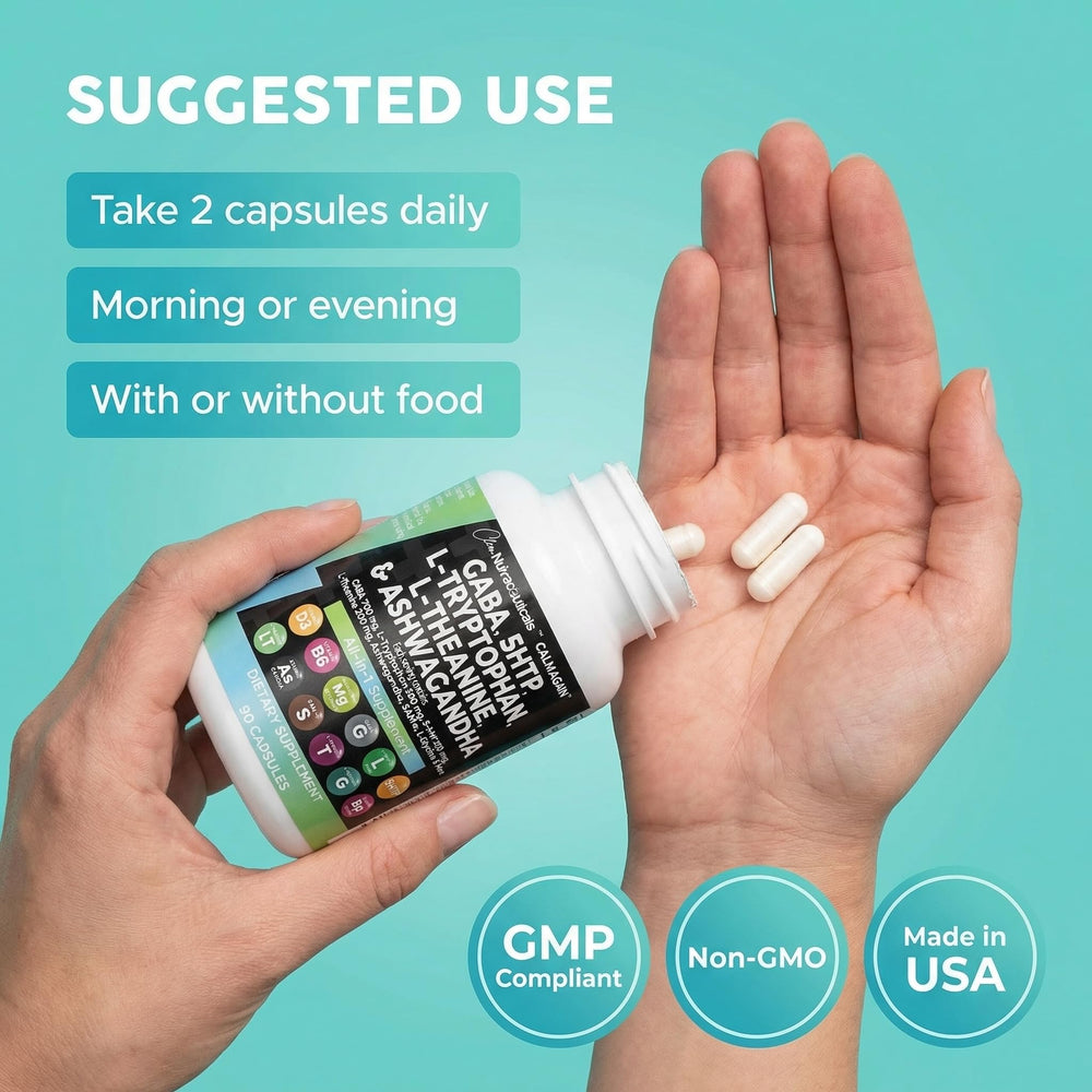 Clean Nutraceuticals CalmAgain powder-spoon shot highlighting high potency blend