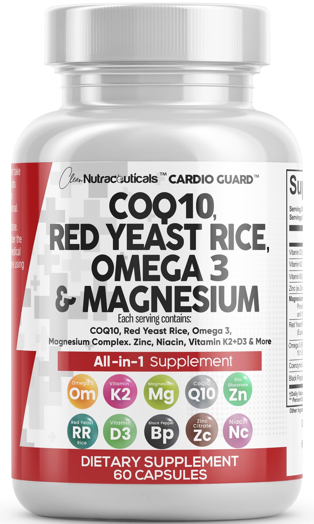 Clean Nutraceuticals CardioGuard bottle front with all-in-one heart support formula.