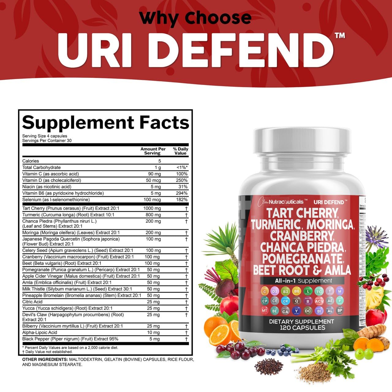 Clean Nutraceuticals Chanca Piedra Herbal Capsules bottle for holistic balance