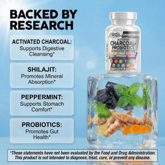Clean Nutraceuticals CharcoBiotic activated charcoal capsules for natural gas relief and debloat.