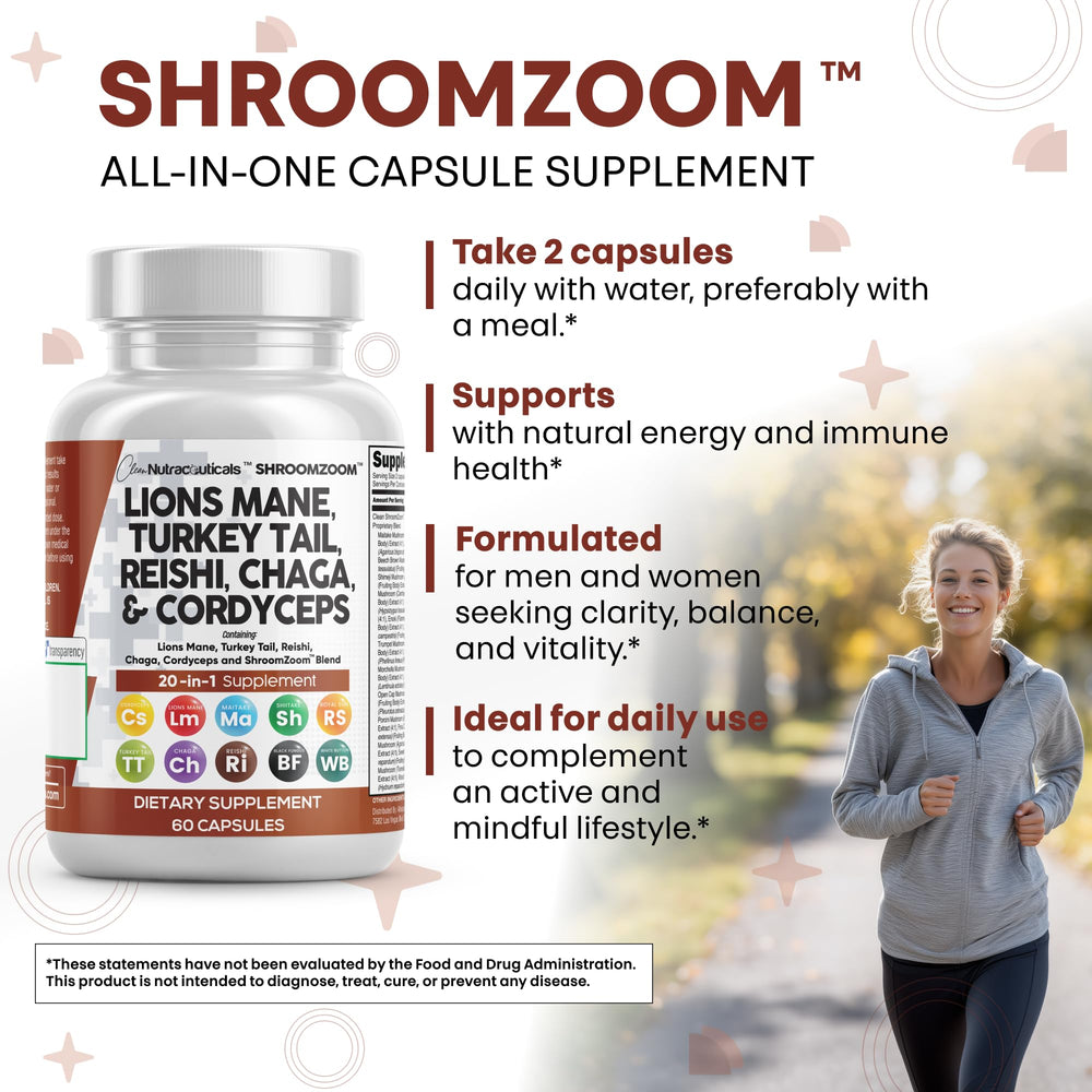 Clean Nutraceuticals cordyceps extract capsules close-up for energy and endurance.