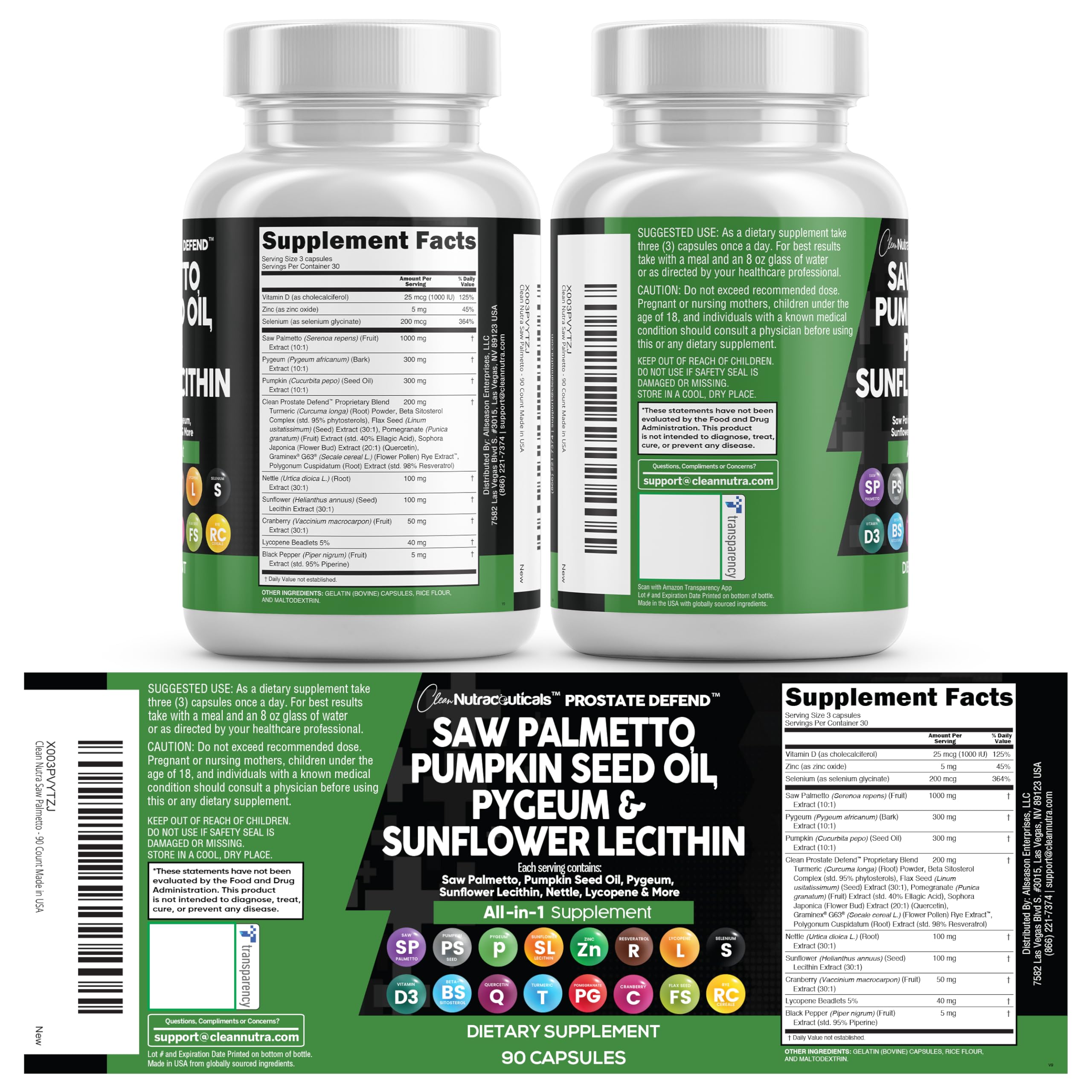 Packaging of Clean Nutraceuticals Prostate Defend for easy 3‑capsule serving