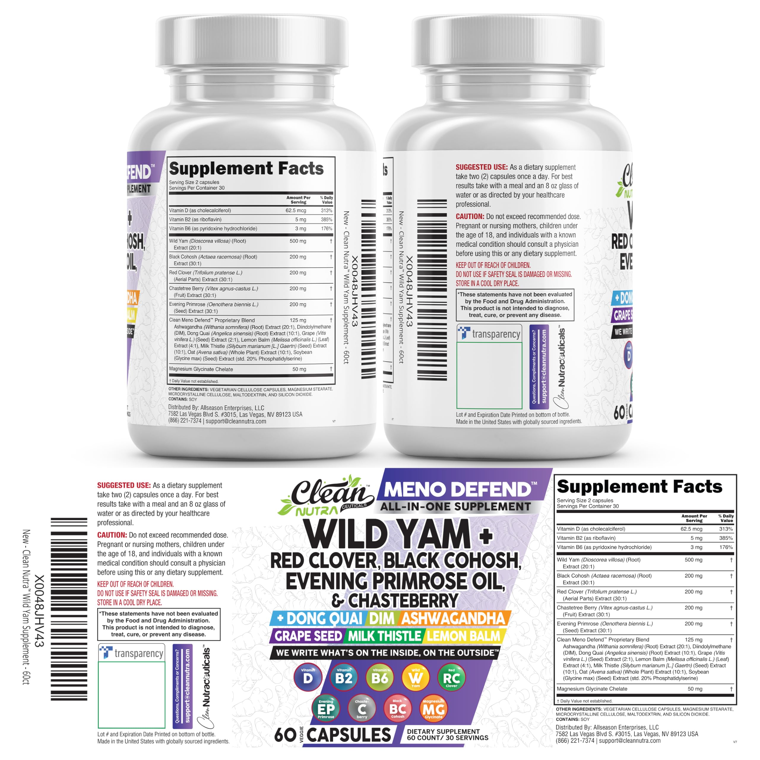 Clean Nutraceuticals dong quai chasteberry blend capsules on bottle for cycle balance