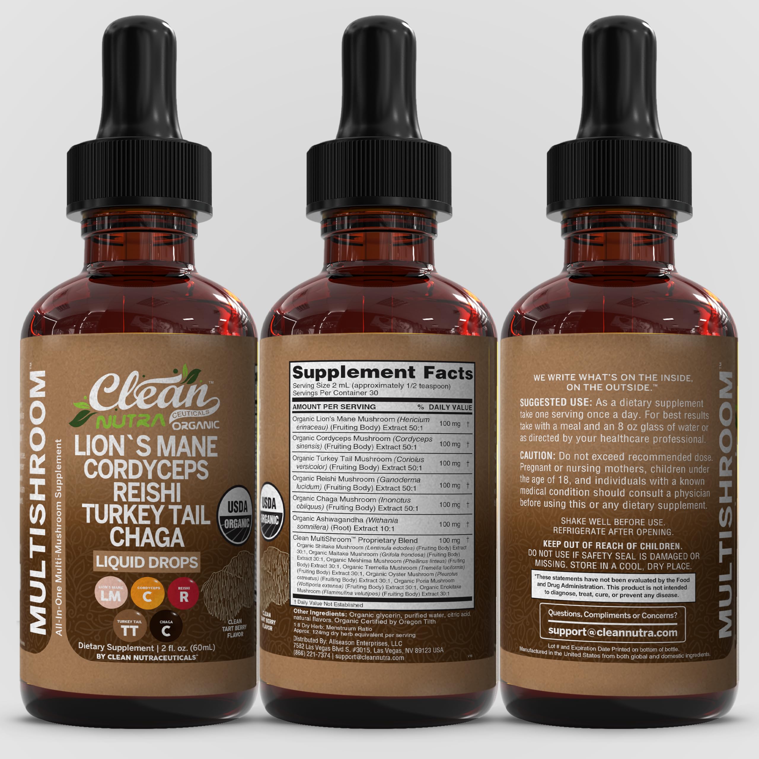 Clean Nutraceuticals enokitake mushrooms closeup signals premium blend