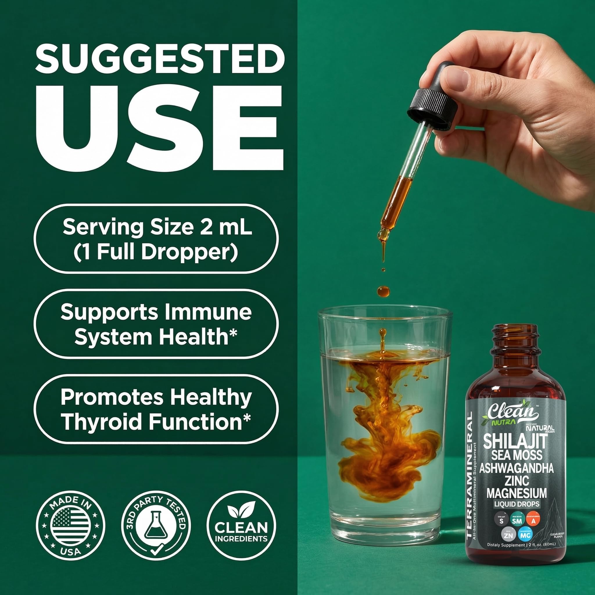 Clean Nutraceuticals Family-use drops in tea for easy supplementation