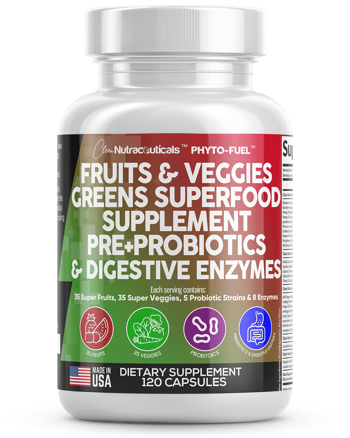 Clean Nutraceuticals Reds & Greens bottle for easy daily nutrition and balanced intake