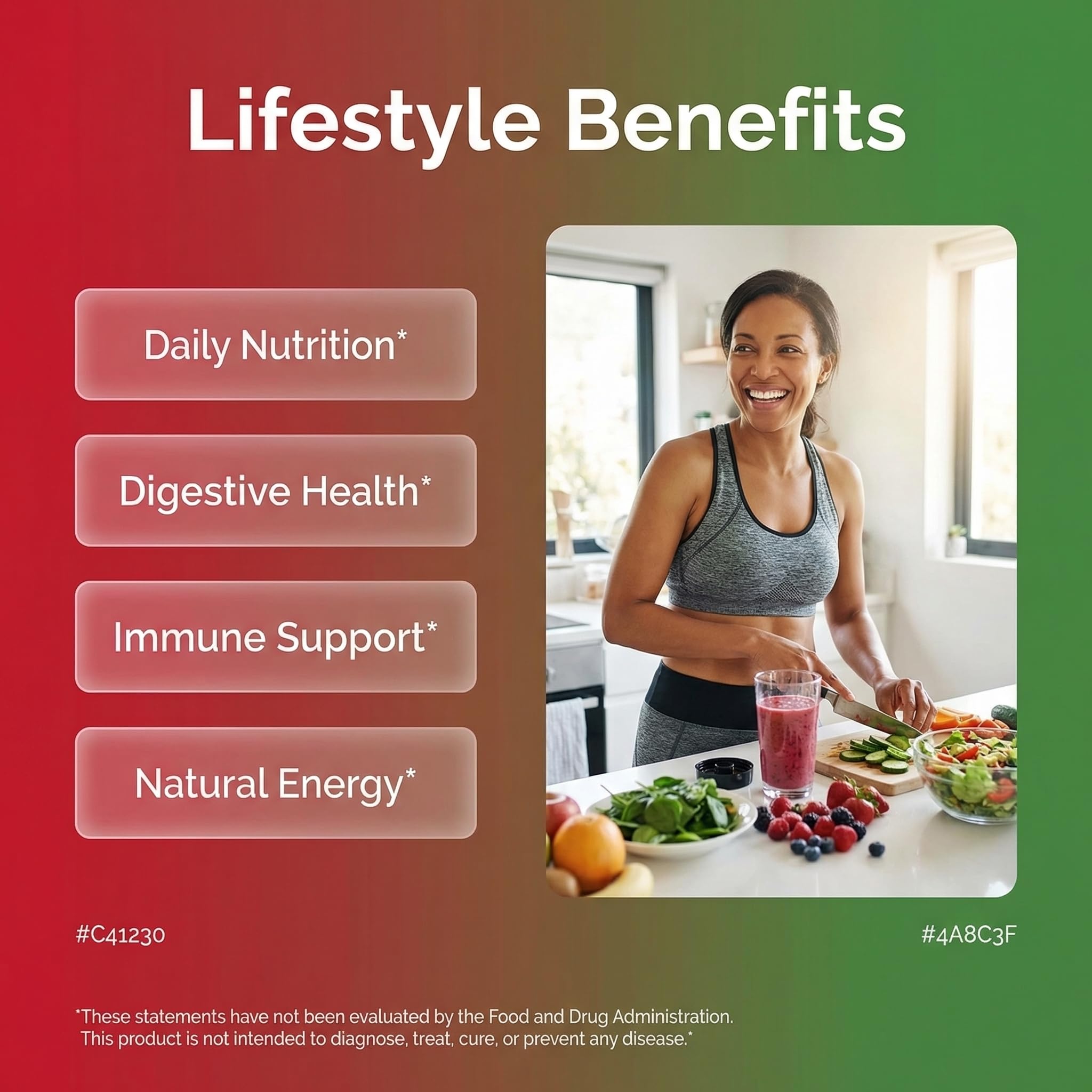 Clean Nutraceuticals Reds & Greens label highlights 70+ greens and fruits for daily wellness