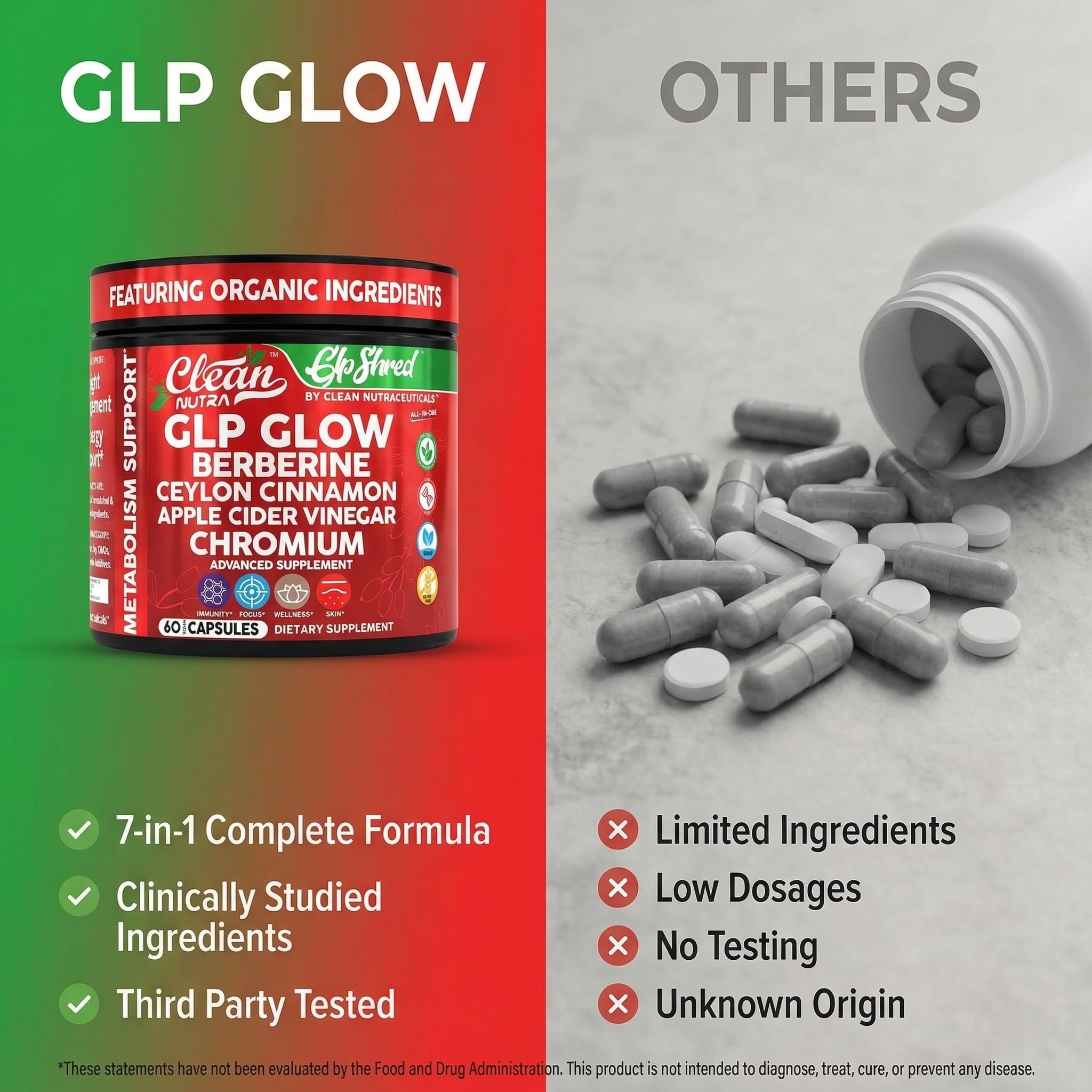 GLP Shred vegan capsule bottle shown in a busy lifestyle setup for daily wellness