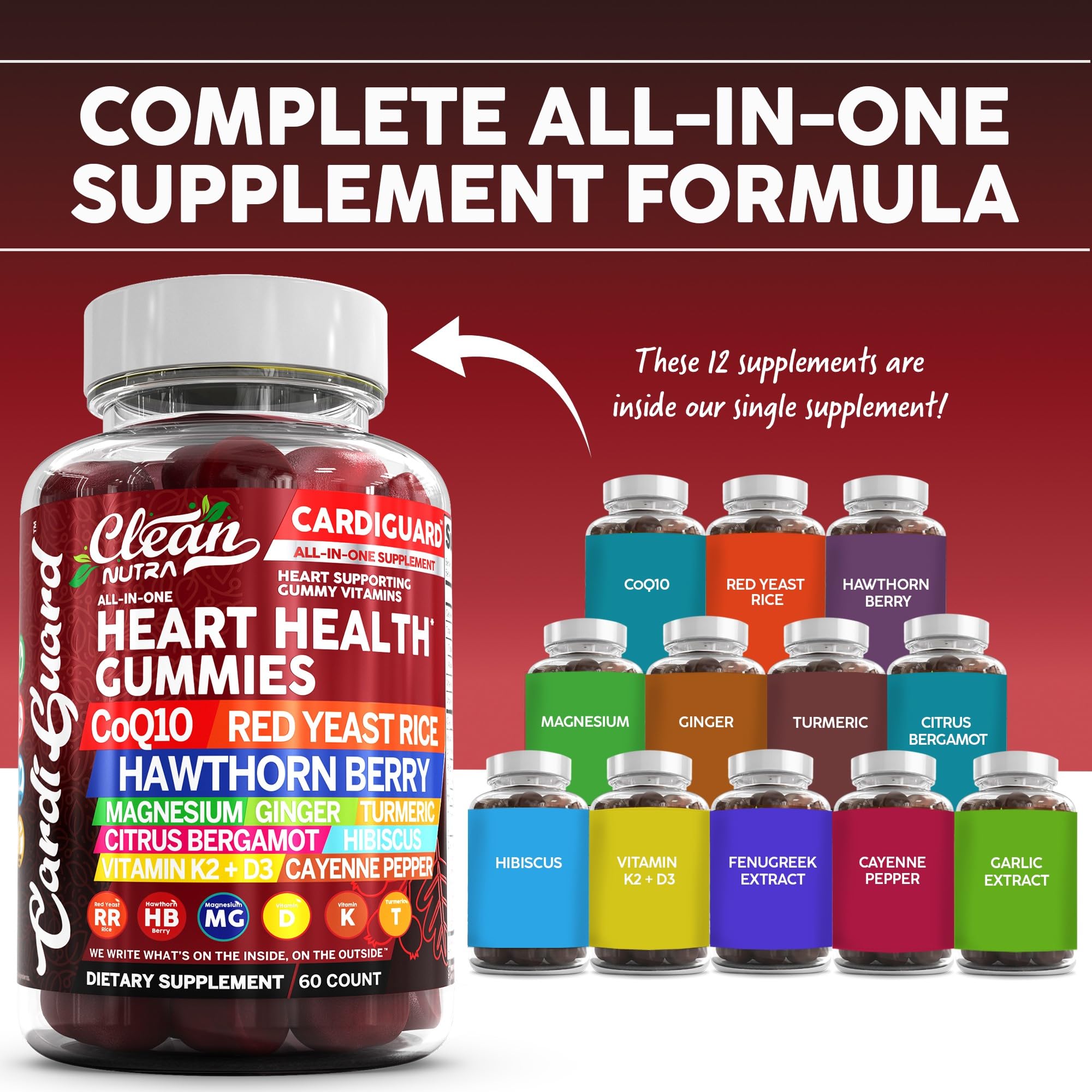 Clean Nutraceuticals hawthorn berry gummies with bright berries for daytime wellness.