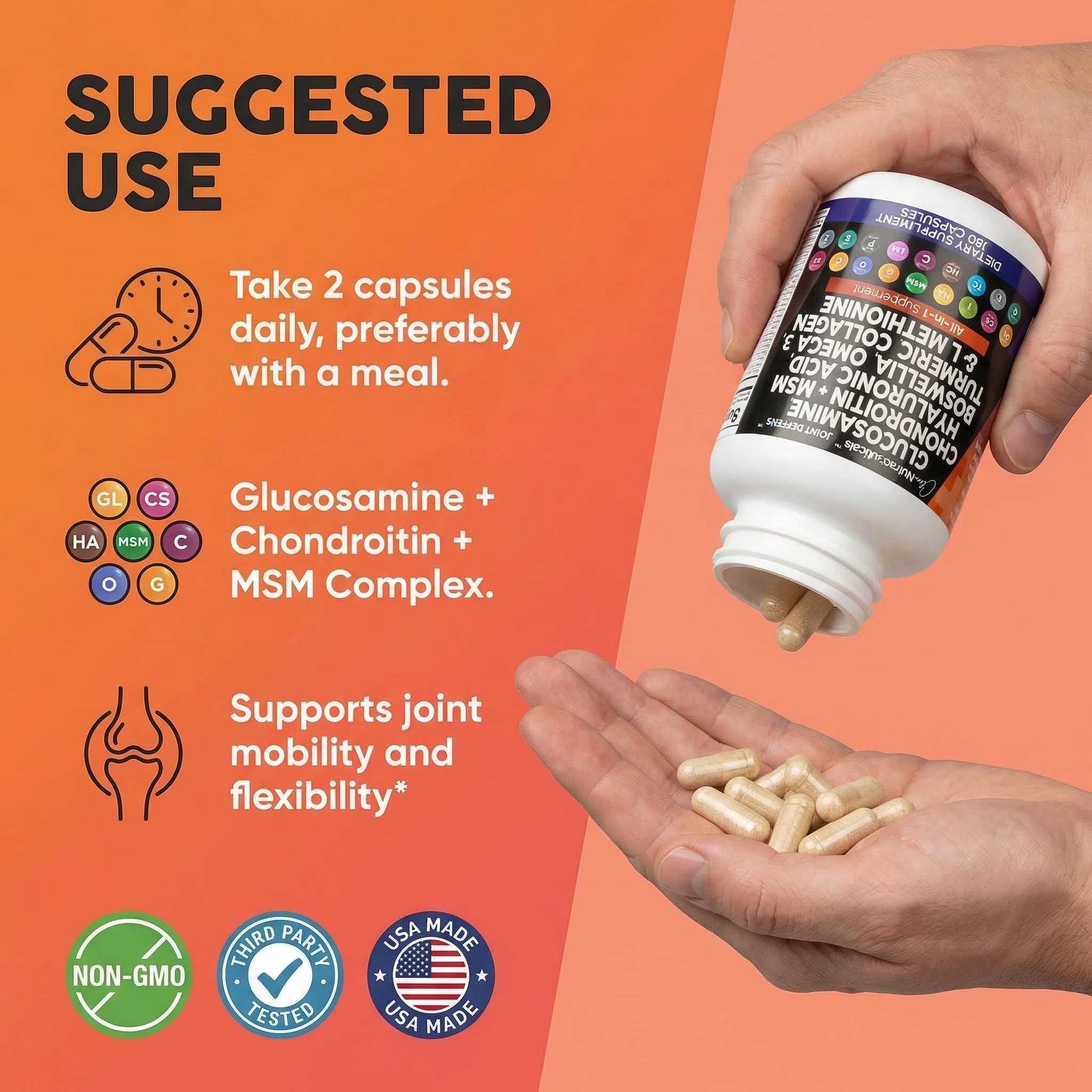 Clean Nutraceuticals hip and knee mobility concept visual with product in foreground