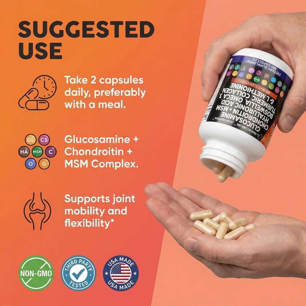 Clean Nutraceuticals hip and knee mobility concept visual with product in foreground