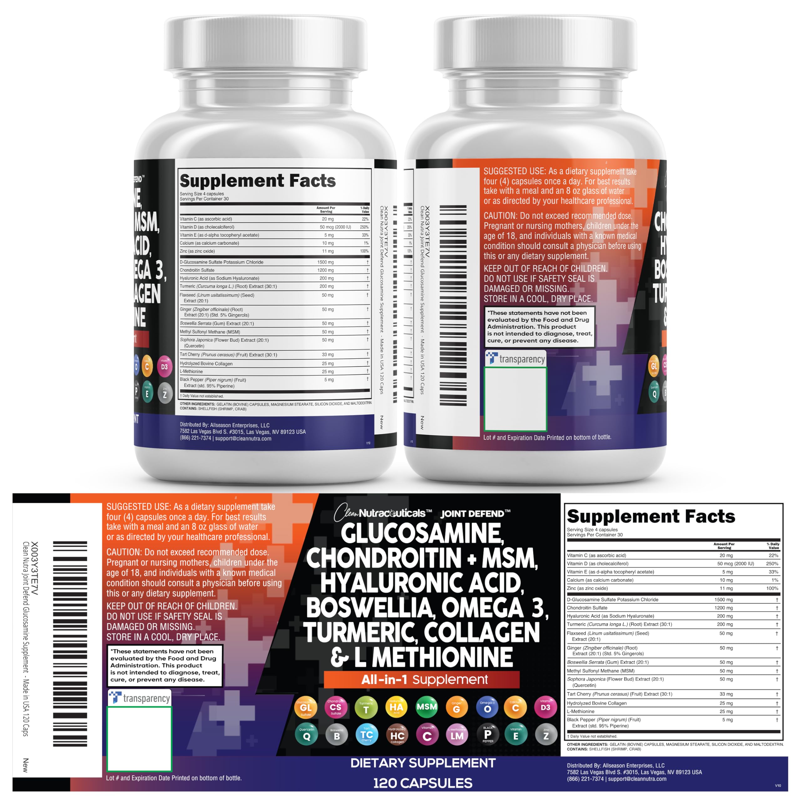 Hyaluronic acid capsules with Joint Defend bottle for joint lubrication
