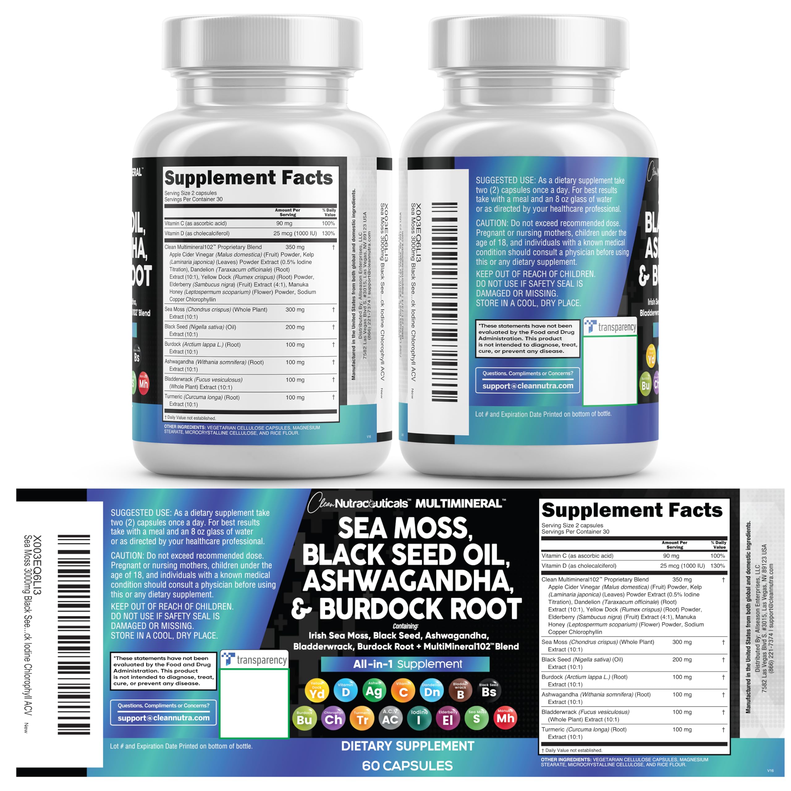 Clean Nutraceuticals iodine chlorophyll bottle suggests thyroid support and detox potential