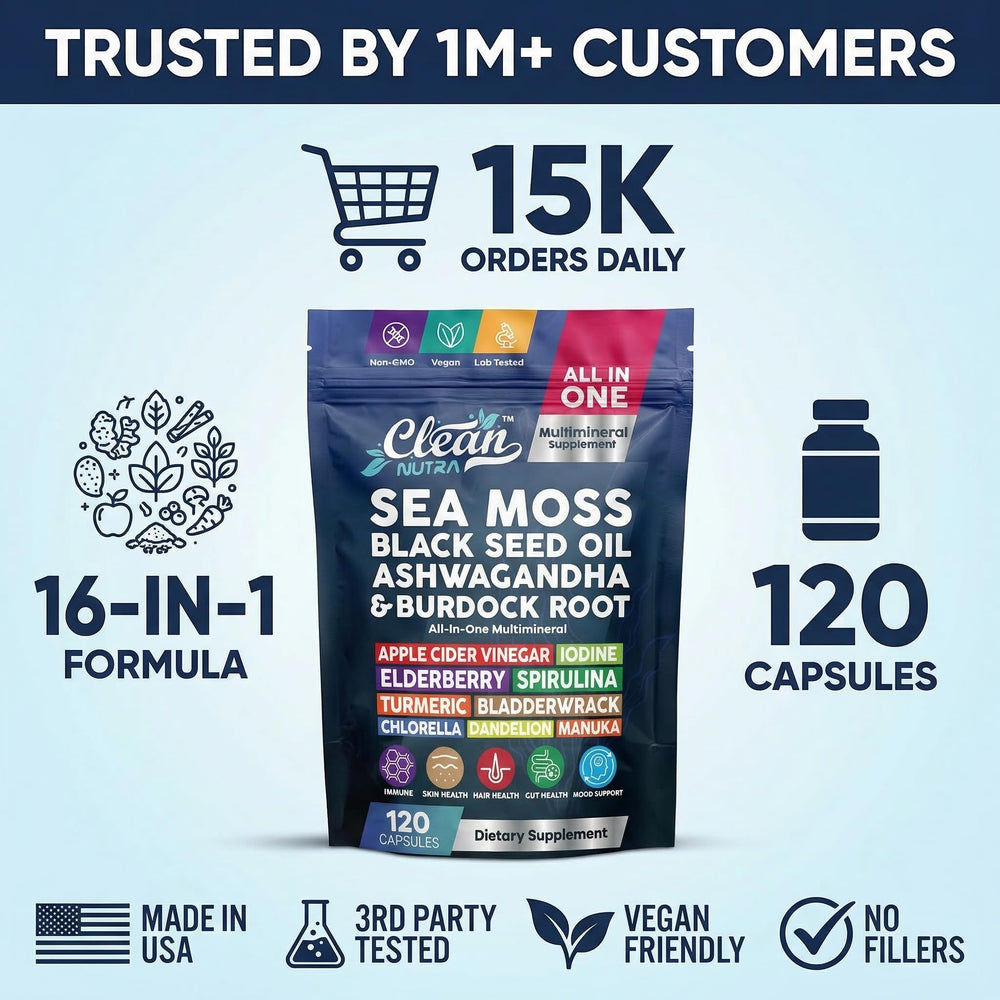 Clean Nutraceuticals Irish sea moss powder in a single bottle