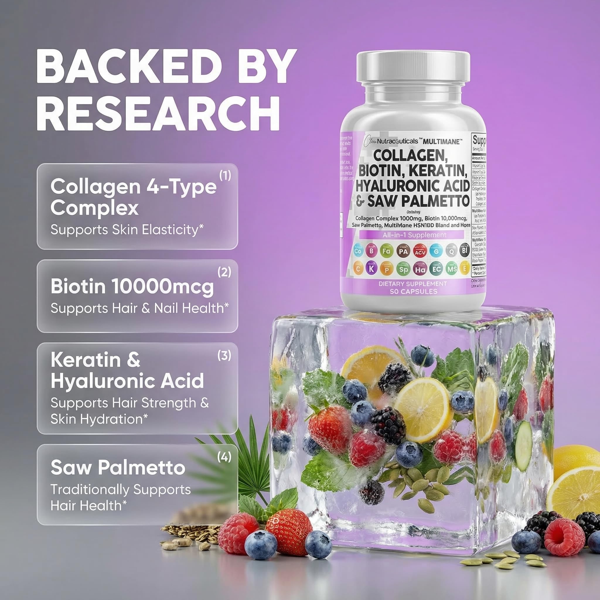 Clean Nutraceuticals label and bottle resting on a clean surface for product visibility.