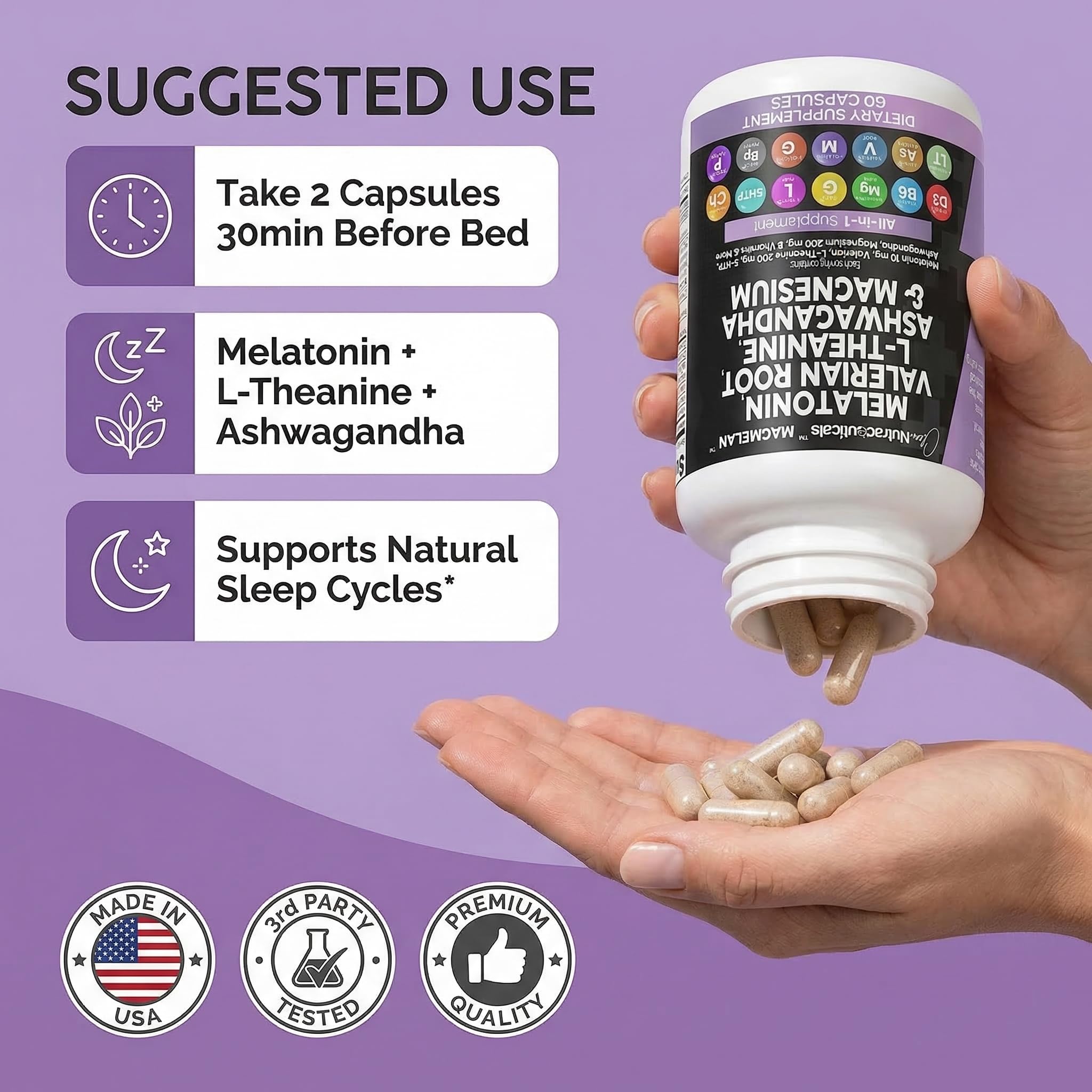 Clean Nutraceuticals Lemon Balm Chamomile Passion Flower blend capsules