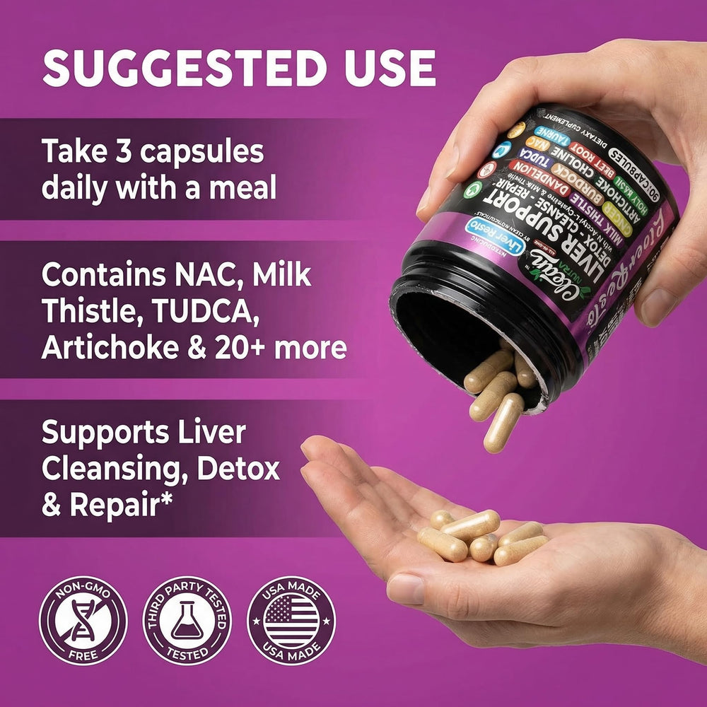 Ingredients scene for Clean Nutraceuticals Liver Cleanse Detox showing milk thistle and NAC.