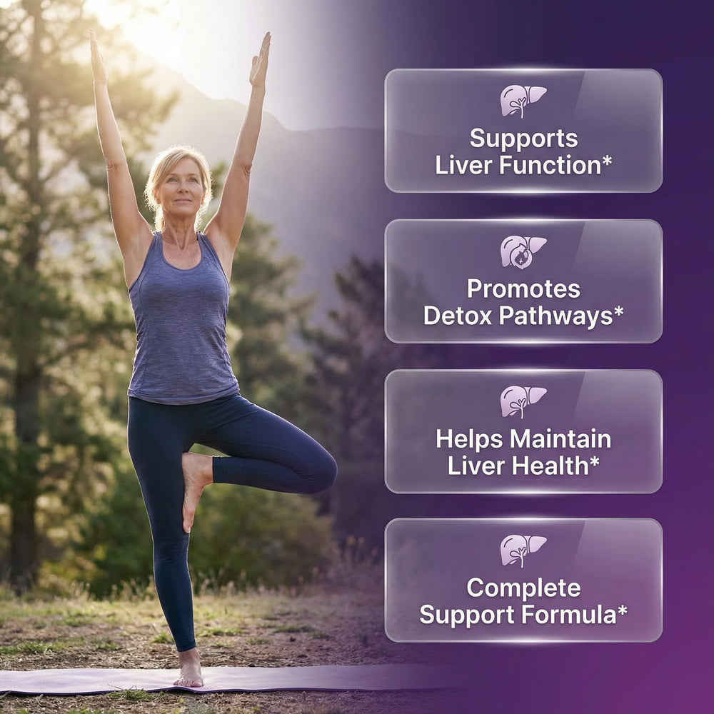 Close-up of Liver Defend capsules showing a broad 28-in-1 herbal blend