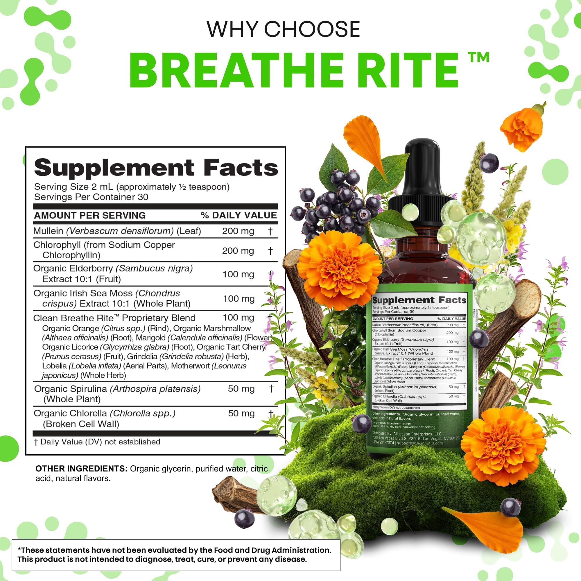 Clean Nutraceuticals Mullein Drops blend featuring lobelia and marshmallow for respiratory comfort