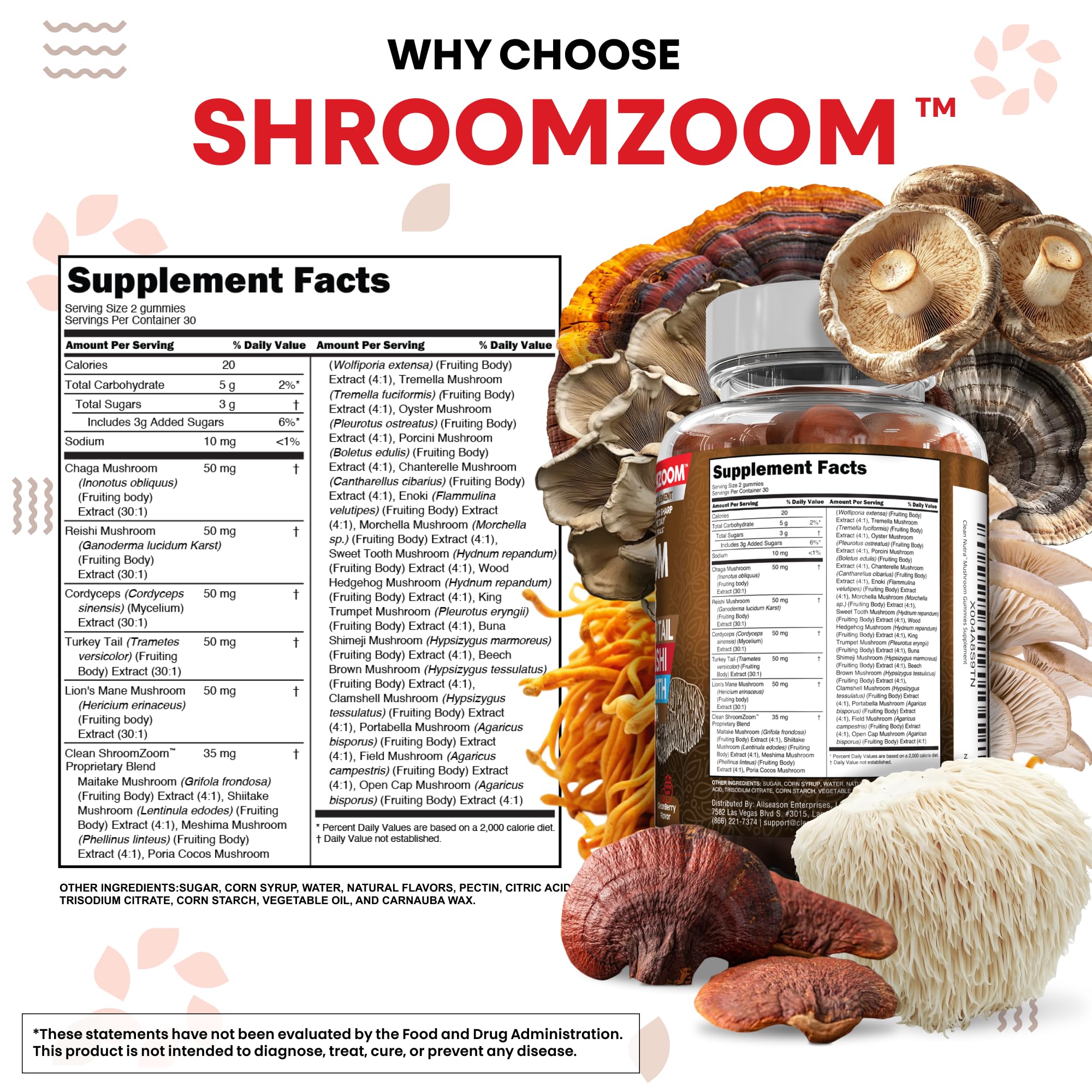 Clean Nutraceuticals Maitake gummies support balanced energy and immune balance.